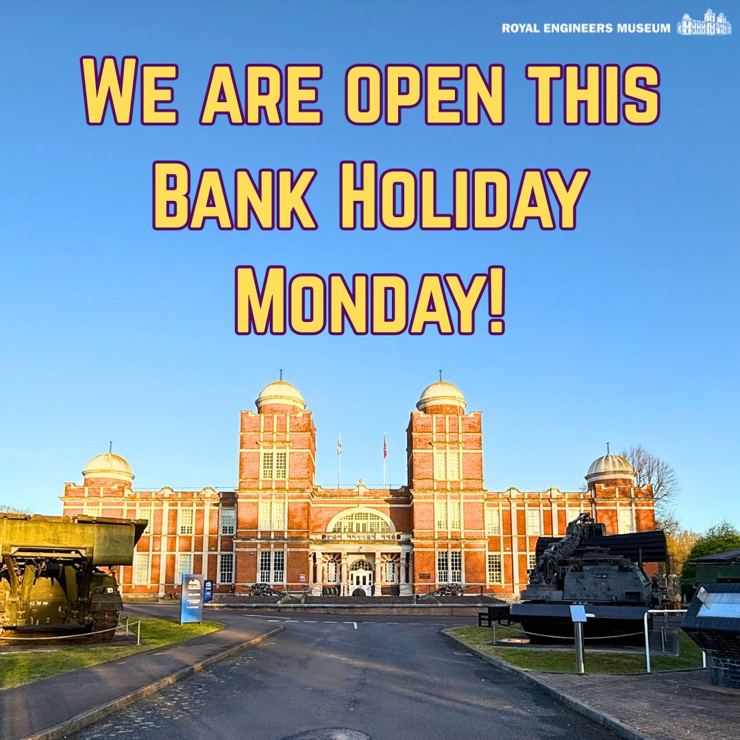 The Royal Engineers Museum will be OPEN this Bank Holiday Monday! 🐣✨

Join us for a fascinating journey through history this holiday! 🚀📜

re-museum.co.uk for more information on how to get here and what to expect from your visit!

#RoyalEngineersMuseum #HolidayHours