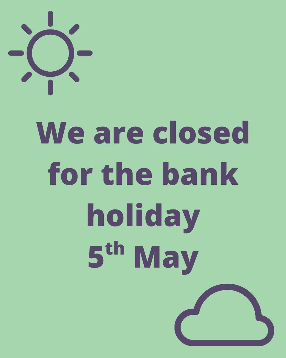 We will be closed this Monday for the Early May Bank Holiday! Do we think the weather is going to stay nice? ⛅
You can find advice on our website here: ow.ly/Q15m50VLqry

#CitizensAdvice #BankHoliday #May