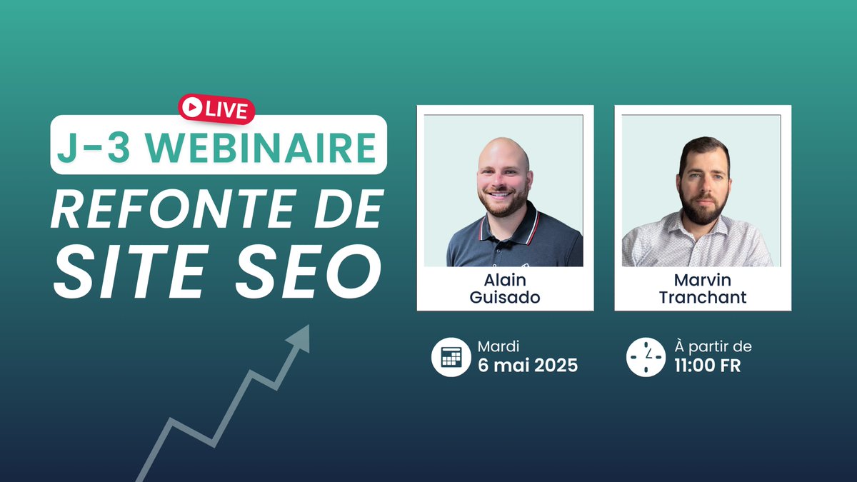 Refonte de site prévue ?

Évitez la chute libre :

Mardi prochain, 11h, retrouvez <a href="/MarvinTranchant/">Marvin Tranchant</a> et @Alain_Guisado en live 🤩

Objectif ? Préserver votre SEO et booster votre visibilité !

Inscription gratuite 👇