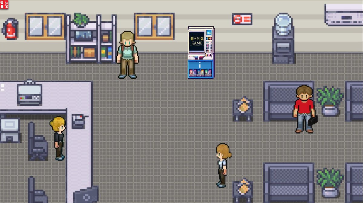 Escenario de la oficina de empleo de Emplogame 💼
#pixelart #gamedev #indiedev #ScreenshotSaturday
