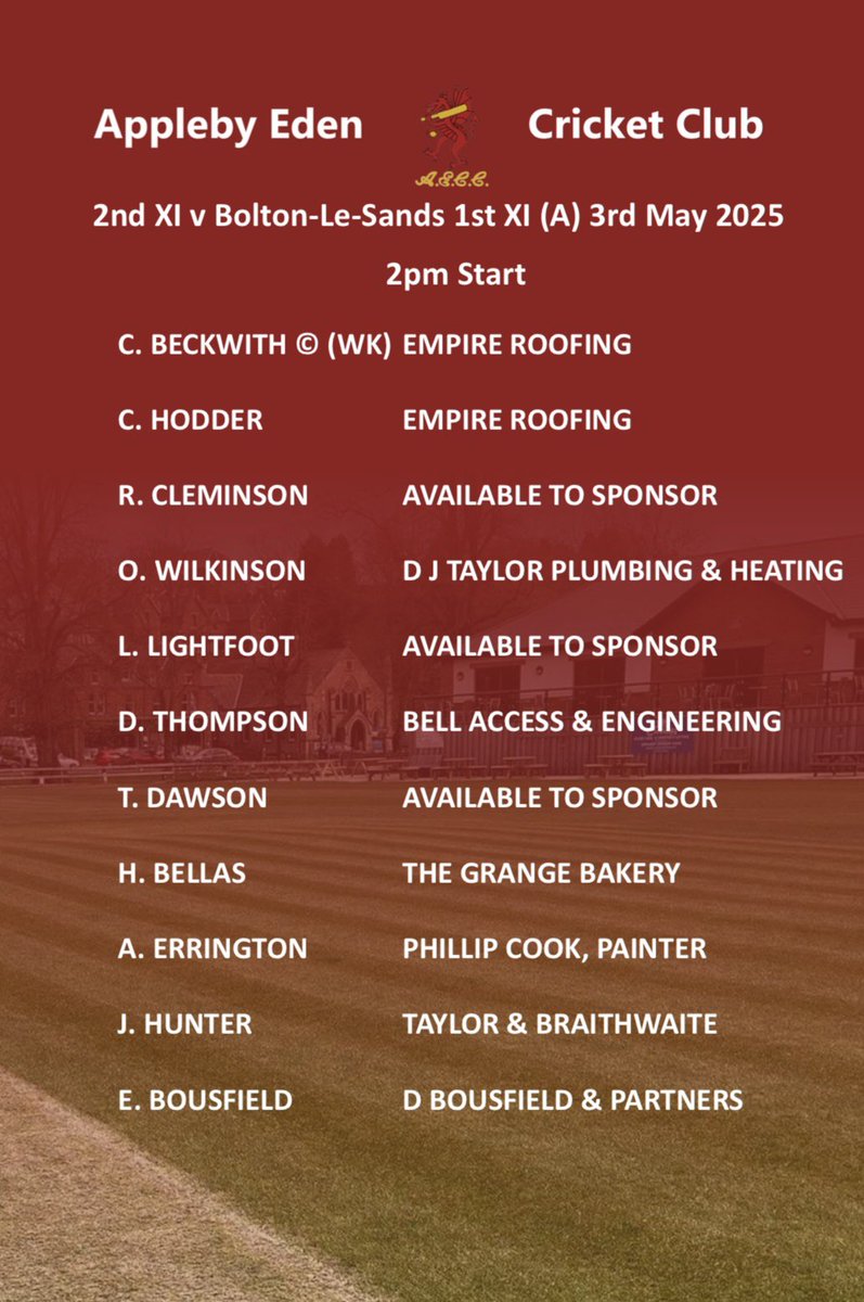Game day🏏 The 1st XI kick the bank holiday weekend off playing host to Warton while the 2nds travel to Bolton-le-Sands. On Sunday, the 3rds begin their season away to Milnthorpe youtube.com/live/pnOXtXzT7… #AECC