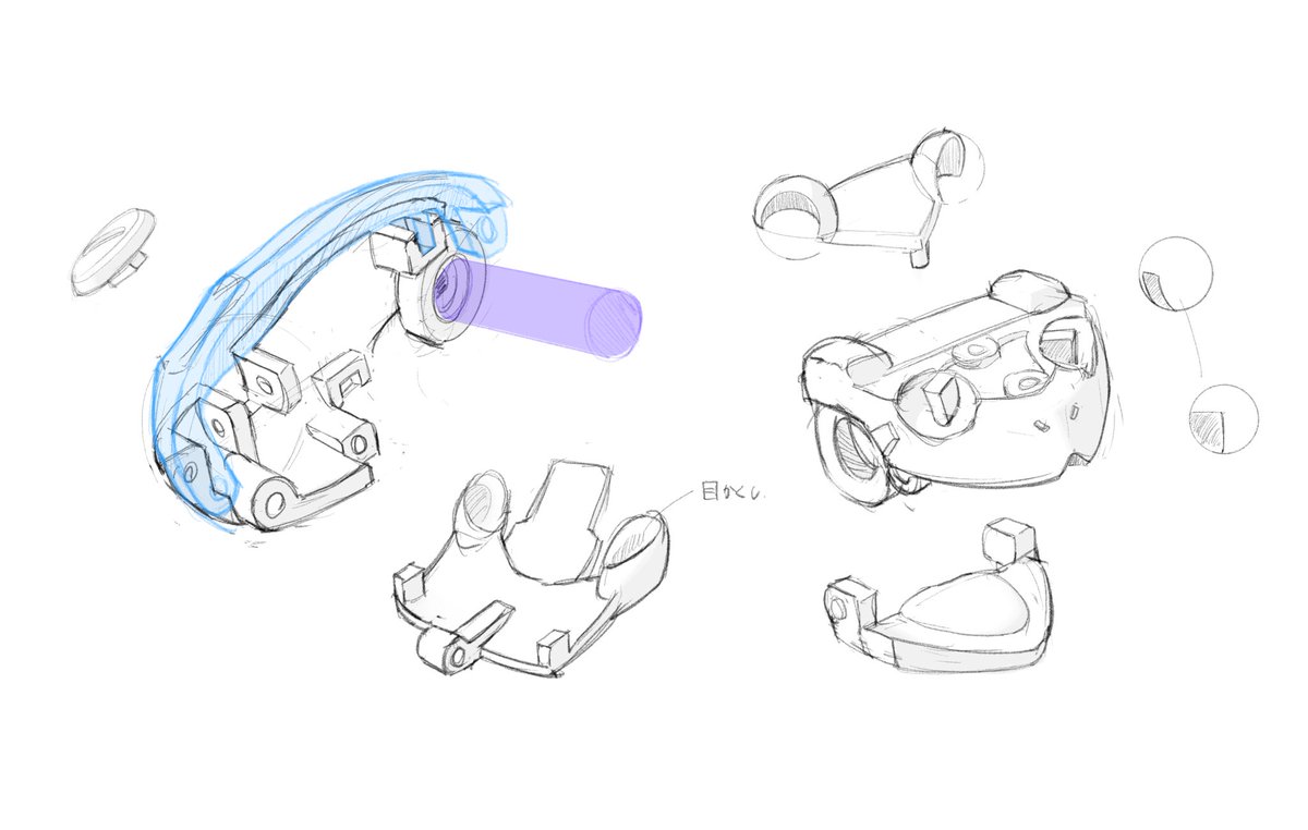 #たまケロ

パーツ構成のラフスケッチ　頭と胴体