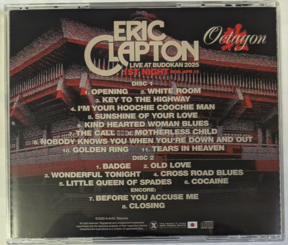 ERIC CLAPTON『Octagon LIVE AT BUDOKAN 2025 1ST NIGHT』(2025/4/14