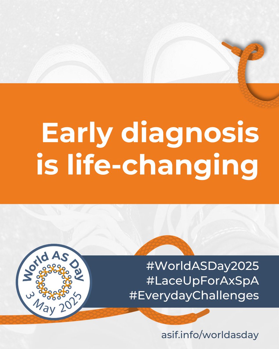 ArthritisNetwrk's tweet image. Early diagnosis is important to slow #axialspondyloarthritis disease progression & support improved symptom management. The current average time for axSpA diagnosis following symptom onset is 7 yrs.
Learn more: arthritisbroadcastnetwork.org/about-arthriti…
#WorldASDay2025 @ASIntFed @spondylitis