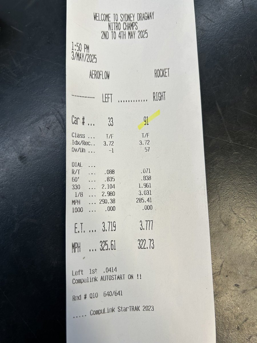 Great start to weekend. Q1 results. Currently P3.  ✌🏻

#nitro #topfuel #dragster #dragracing #motorsports #nhra #ihra #topfuelaustralia #thiscarisapprovedandaffiliatedwiththenhra #sendit #senditfast #justicebrothers #motorsportsunlimited #lincolnwelders #arpbolts #cpcarillo