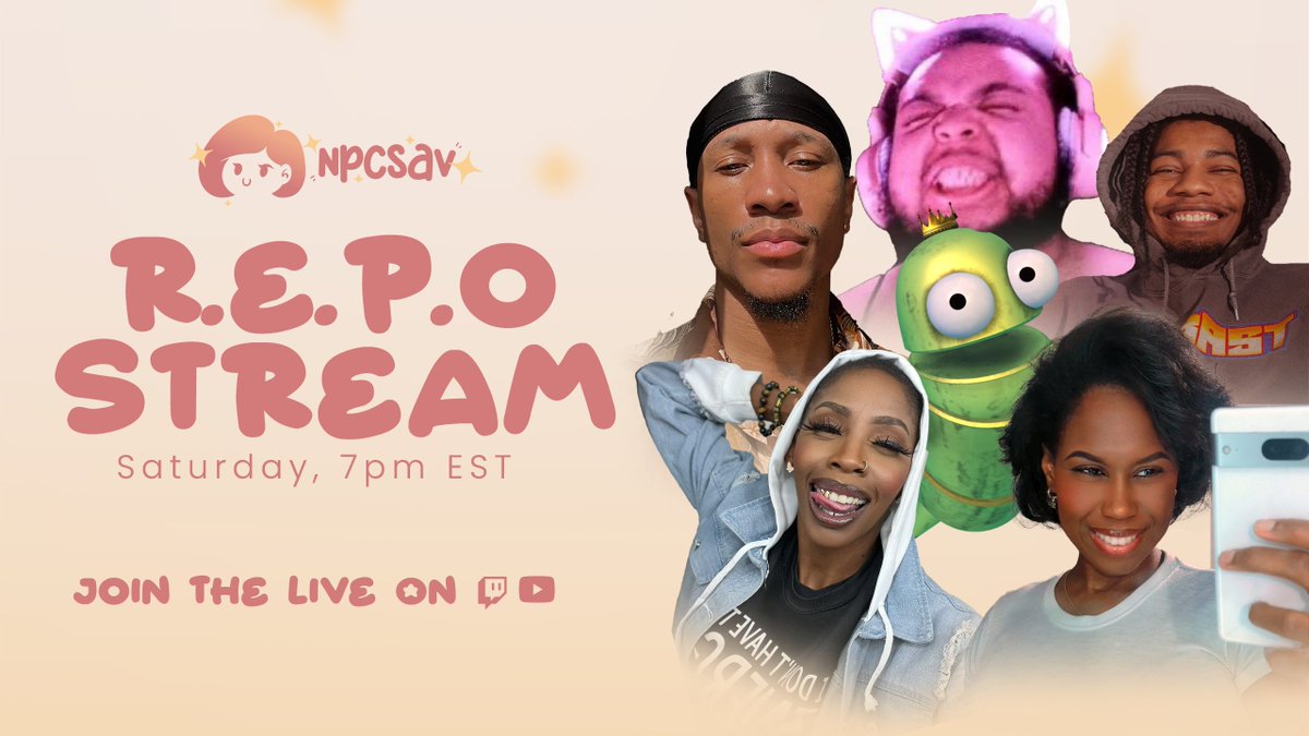 Sav (@npcsav_) on Twitter photo R.E.P.O Stream TONIGHT with <a href="/Sunkissed_Liv/">IRL Hazel Flood✨🔜DreamCon</a>, <a href="/itsfrostytdm/">Brian</a>, <a href="/UncleStruggle_/">Uncle Struggle - Overlord🦋</a> and <a href="/SAKEandMIYAZAKI/">SAKE.aM 🍶</a>!
7pm, EST! Bring ya popcorn cause it's gonna be wild!
twitch.tv/npcsav_ R.E.P.O Stream TONIGHT with <a href="/Sunkissed_Liv/">IRL Hazel Flood✨🔜DreamCon</a>, <a href="/itsfrostytdm/">Brian</a>, <a href="/UncleStruggle_/">Uncle Struggle - Overlord🦋</a> and <a href="/SAKEandMIYAZAKI/">SAKE.aM 🍶</a>!
7pm, EST! Bring ya popcorn cause it's gonna be wild!
twitch.tv/npcsav_