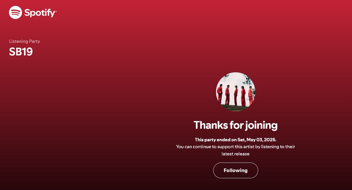 US A'TIN🇺🇸 OFFICIAL 🍎 (@us_atin) on Twitter photo Making history! @SB19official hosted the first-ever Spotify listening party by a Filipino artist, hitting a peak of over 19,000 listeners. Congratulations! 🥳✨
A big thank you to <a href="/SpotifyPH/">Spotify Philippines</a>. ❤️
Let's keep the streams going for Simula at Wakas on Spotify and other digital Making history! @SB19official hosted the first-ever Spotify listening party by a Filipino artist, hitting a peak of over 19,000 listeners. Congratulations! 🥳✨
A big thank you to <a href="/SpotifyPH/">Spotify Philippines</a>. ❤️
Let's keep the streams going for Simula at Wakas on Spotify and other digital