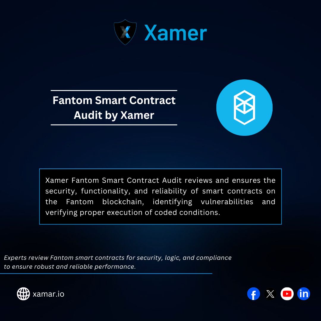 🛡️ 🚀Xamer Fantom #smartcontracts 📜Audit ensures your #code is secure, reliable, and bug-free on the Fantom #blockchain 📊🔐. Trust in seamless, automated smart contracts that deliver✅ performance and peace of mind! 💡 #audit #fantom