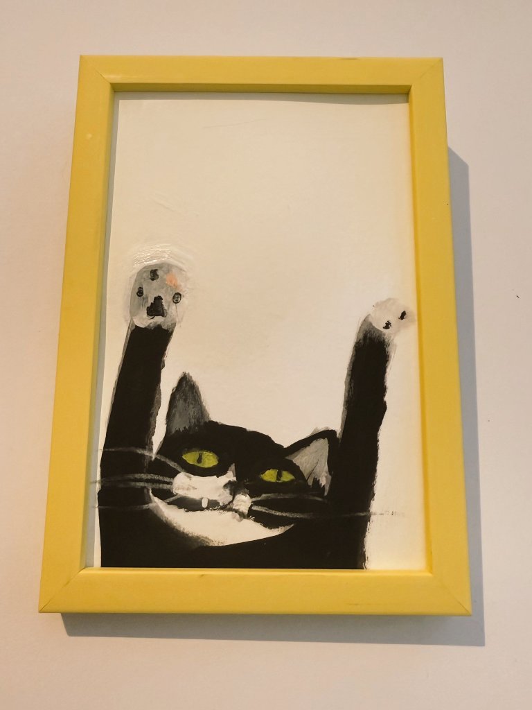 Welsh artist Sarah Evan's latest painting of her cat Barry #WomensArt #Caturday