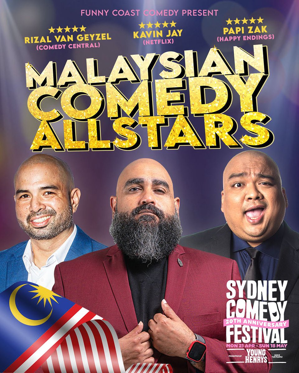 SYDNEY! The Malaysian Comedy All Stars are hitting Parramatta 8–10 May!
3 nights. 3 legends. 1 🇲🇾 stage.
Kavin Jay, Rizal Van Geyzel, Papi Zak
@ Riverside Theatres, Lennox Theatre
Tix: Link in bio
#SydneyComedyFestival #MalaysianComedyAllStars