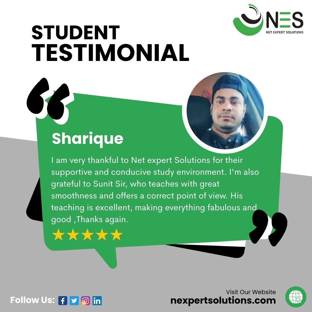 Net Expert Solutions (@nesnetworking) on Twitter photo Sharique thanks NES for its supportive environment and Sunit Sirโs effective teaching.
๐๐ถ๐๐ถ๐ ๐๐: lnkd.in/dUC6bdJA
๐๐ผ๐ป๐๐ฎ๐ฐ๐ ๐๐: +91-9582-801-239
๐๐บ๐ฎ๐ถ๐น: info@nexpertsolutions.com
#StudentTestimonial #Grateful #LearningJourney #Thankful Sharique thanks NES for its supportive environment and Sunit Sirโs effective teaching.
๐๐ถ๐๐ถ๐ ๐๐: lnkd.in/dUC6bdJA
๐๐ผ๐ป๐๐ฎ๐ฐ๐ ๐๐: +91-9582-801-239
๐๐บ๐ฎ๐ถ๐น: info@nexpertsolutions.com
#StudentTestimonial #Grateful #LearningJourney #Thankful