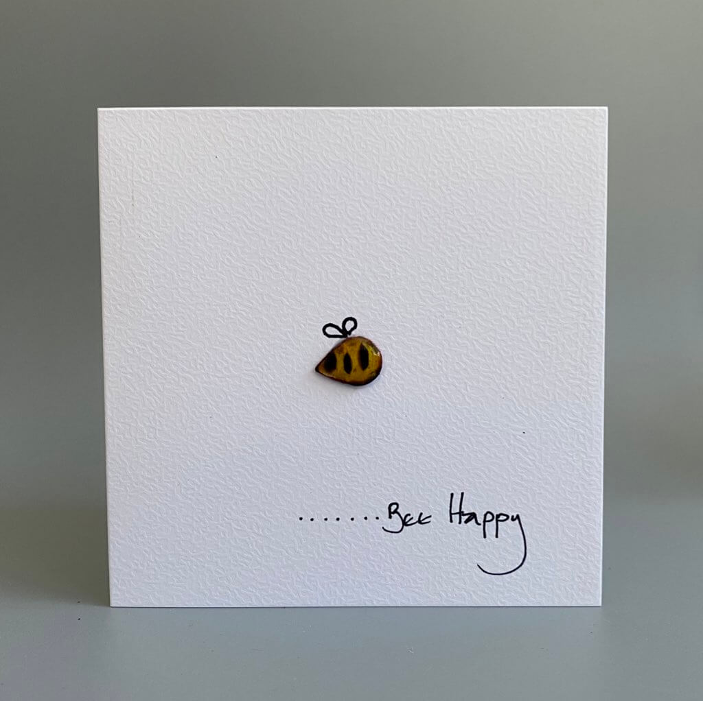 Handmade Bee Happy Greeting Card tuppu.net/2a5c43a8 #EarlyBiz #ShopIndie #KraftSpace #UKGiftHour #UKCrafters #Firsttmasster #Shopsmall #Enamel