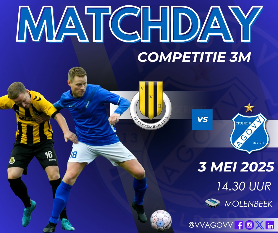 𝕄𝔸𝕋ℂℍ𝔻𝔸𝕐 | Jacht op de periodetitel: AGOVV reist (weer) af naar Heerde

⚔️ <a href="/Vvheerde/">V.V. Heerde</a>
🕞 14.30 uur
🏟 Molenbeek
📍 Heerde
👮‍♂️ B ten Tije
📝 agovv.nl/1/1869/jacht-o…