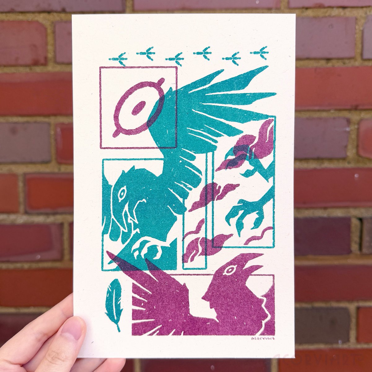 bringing this older illustration back in a new colorway of maroon and turquoise riso 

shop update on may 3, 2pm cst