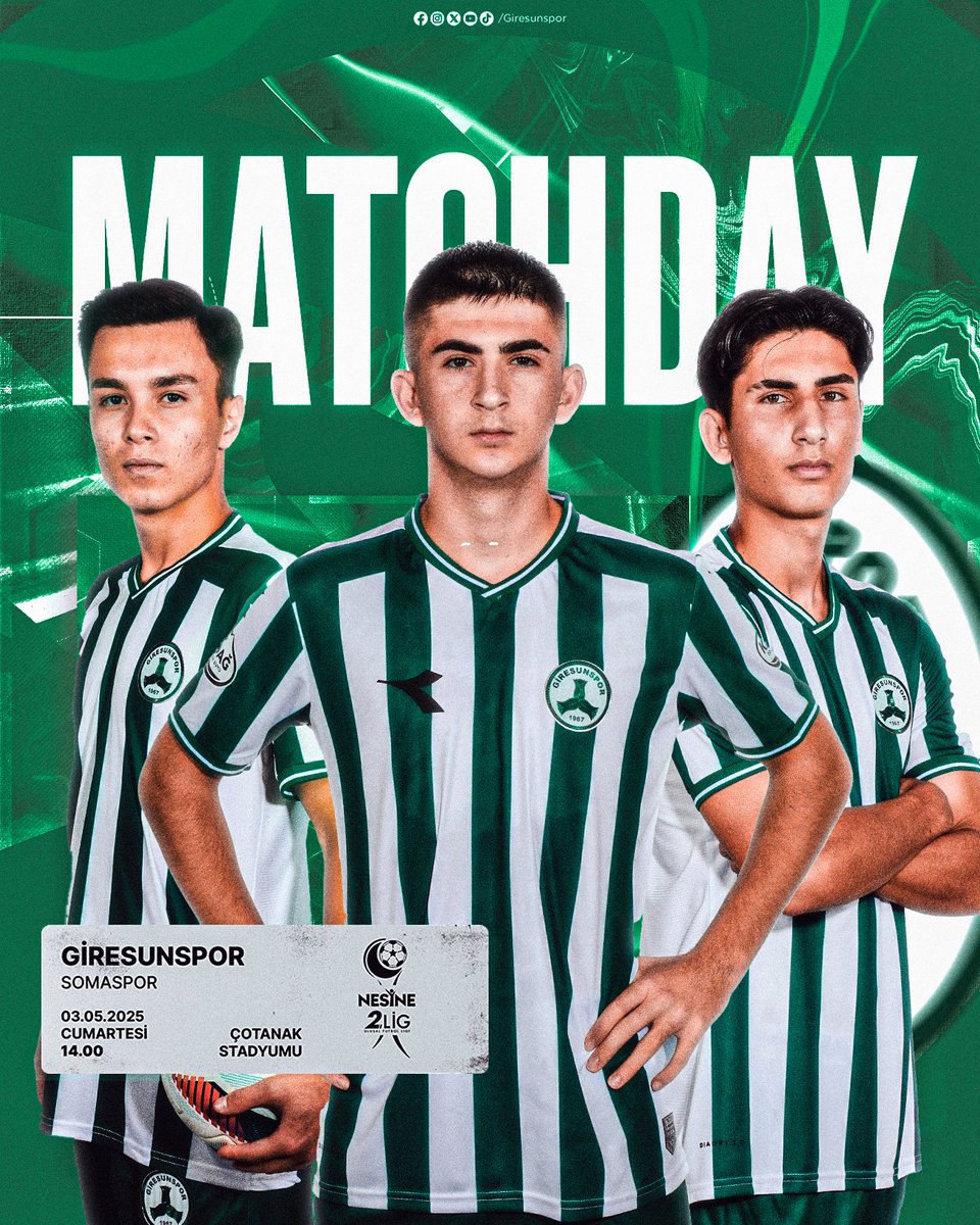 🔥 MAÇ GÜNÜ
🏆 Nesine 2. Lig Kırmızı Grup 34. Hafta
🆚 Somaspor
🗓️ 3 Mayıs Cumartesi 14.00
🏟️ Çotanak Stadyumu
📲 #GRSvSMS