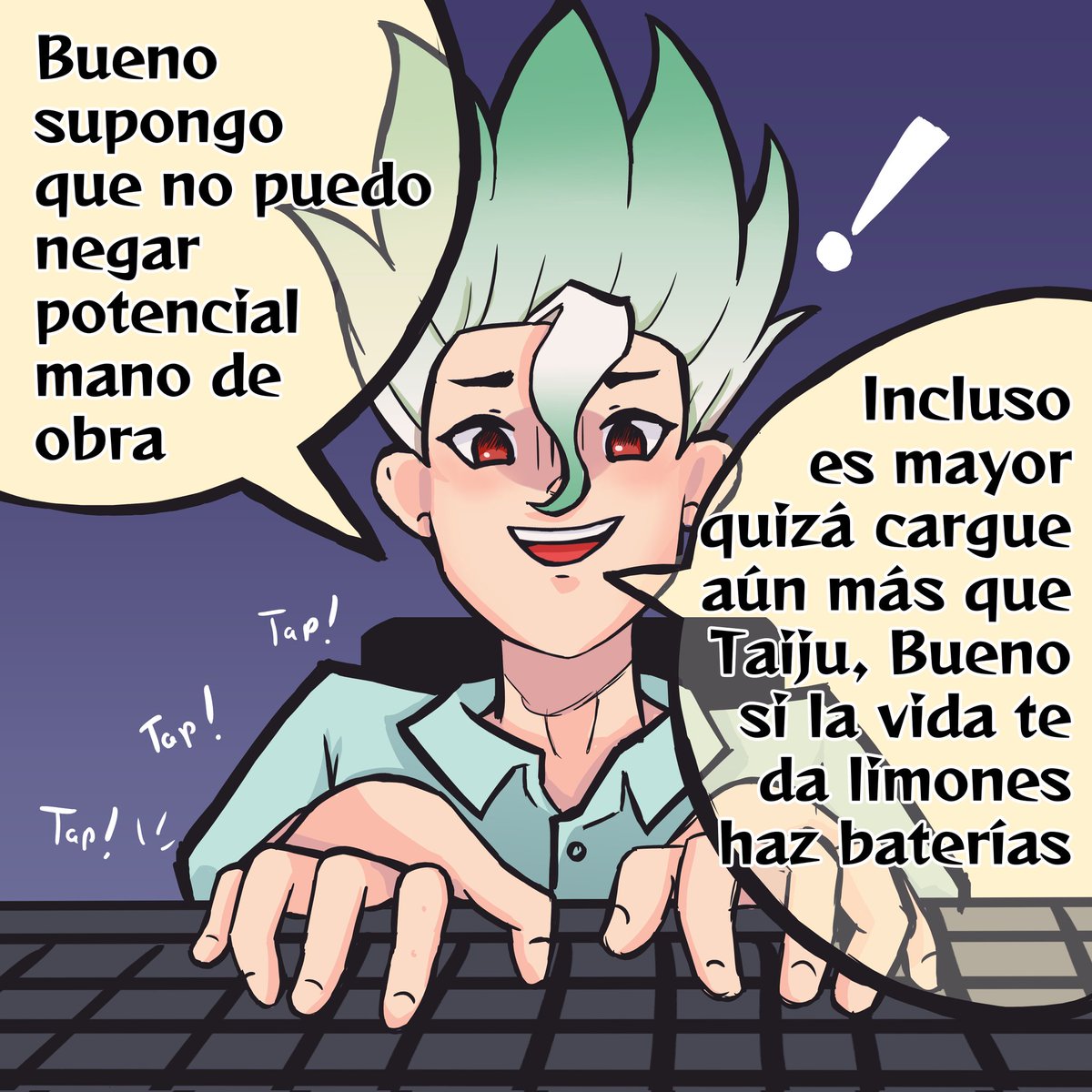 Xoritt's tweet photo. PARTE 2/6 SENGEN AU (español)
Y si... Gen hubiera respondido el spam que Senku envió cuando era chiquito?
#SenGen #dcst #dcstマイナス #au https://t.co/G62cg02qrU