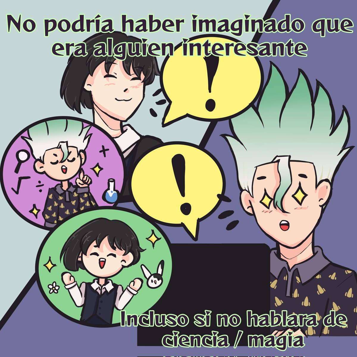 Xoritt's tweet photo. PARTE 2/6 SENGEN AU (español)
Y si... Gen hubiera respondido el spam que Senku envió cuando era chiquito?
#SenGen #dcst #dcstマイナス #au https://t.co/G62cg02qrU