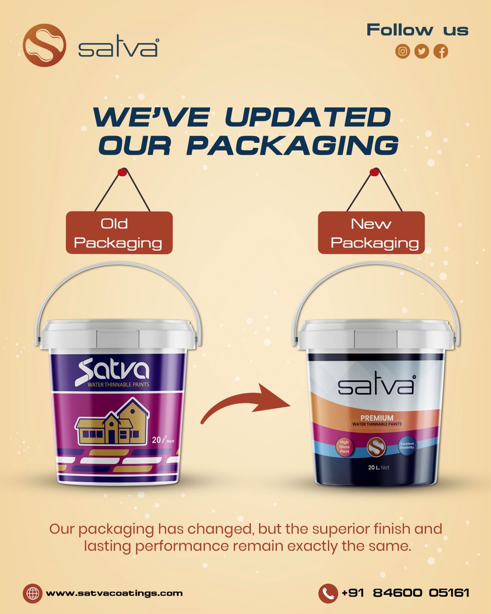 satvacoating's tweet image. The same trusted performance, exceptional durability, and high-gloss finish that our customers love.

✔️ New Look
✔️ Same Quality
✔️ Better Experience
#satvacoatings #packagingupdate #waterthinnablepaints #premiumpaints #trustedperformance #newlooksamequality