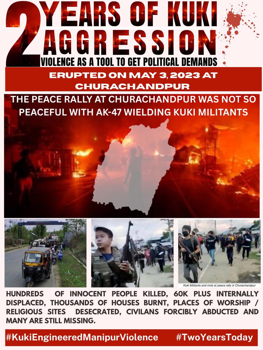 NightCrawler50M's tweet photo. #Manipur
#KukiAggression 
02 years, time to move on for peace &amp; harmony!!! https://t.co/QVqcT3P1DA