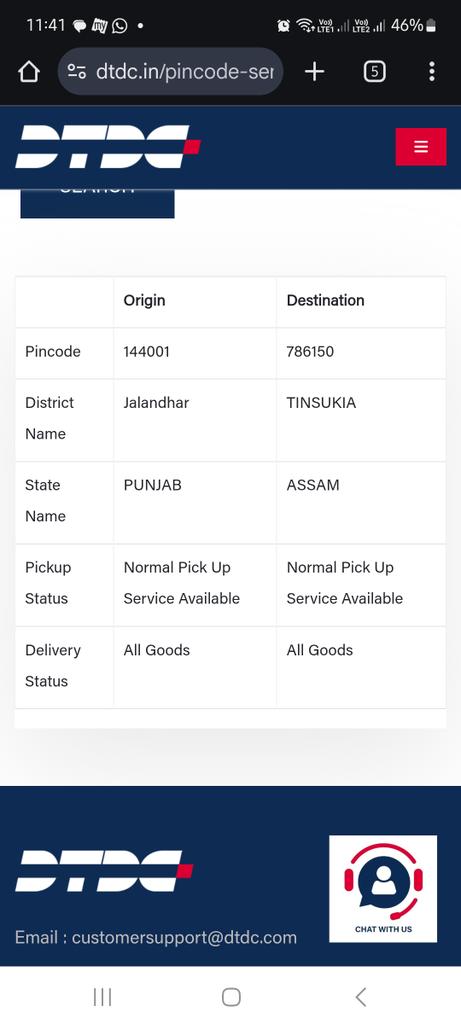 Bantiamod's tweet photo. @DTDCIndia 
#dtdc #customerService #deliveryFailure

Hey DTDC team. Your customer service executive says, This PIN jot serviceable,  hut website says it is. 
Whom to believe? https://t.co/5Qe9eAZ4qz