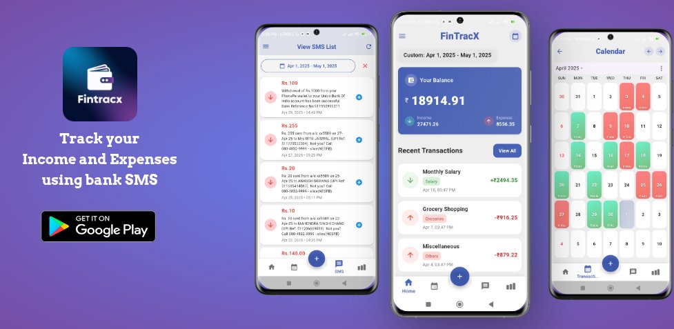 Just gave my old project a new life — introducing the revamped FinTracX with privacy at its core ⚡
💰 Track expenses via bank &amp; UPI SMS, 🔒 100% local processing
Built with ❤️ in #Flutter 
#buildinpublic  #flutterdev
Link: play.google.com/store/apps/det…