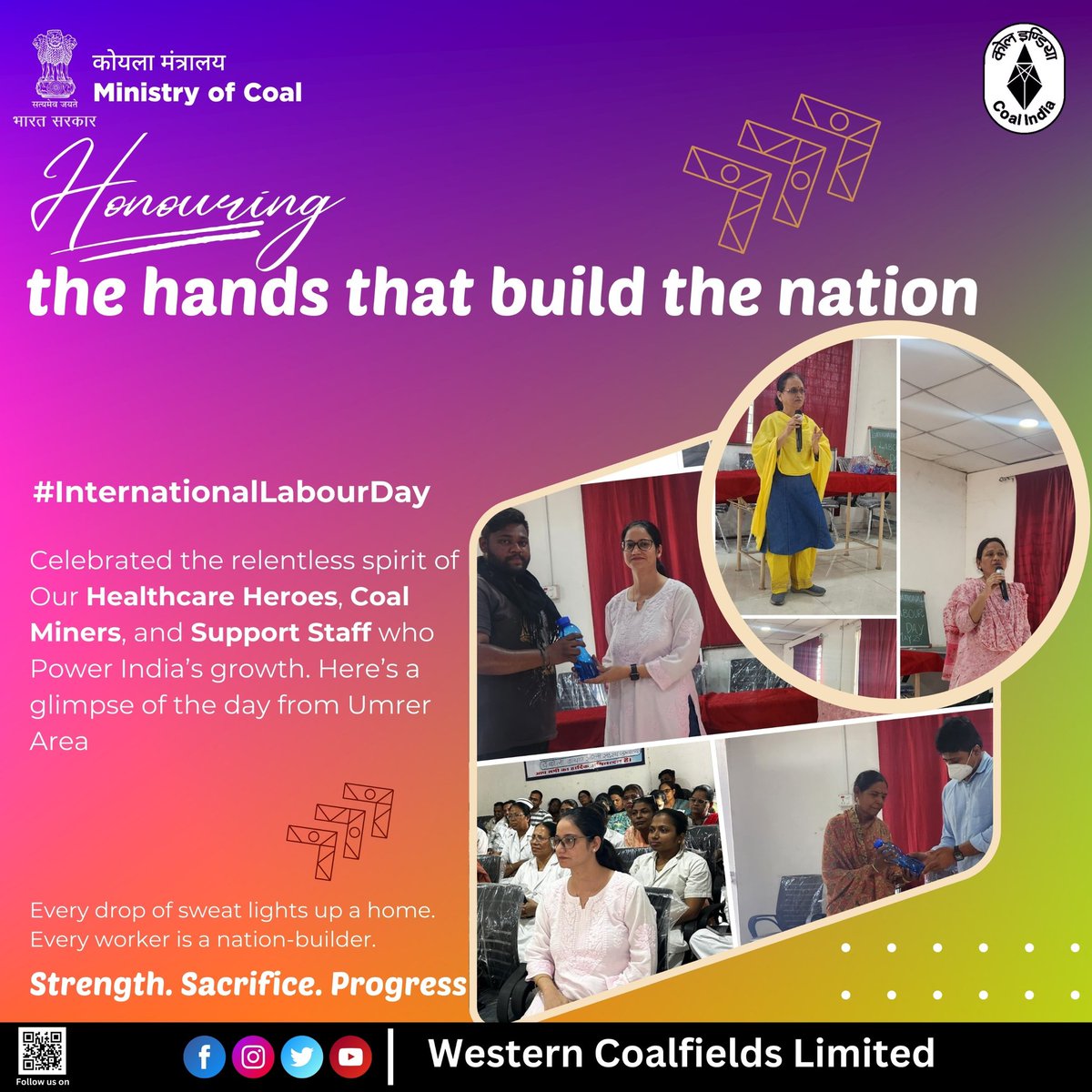 TeamWCL's tweet image. #InternationalLabourDay, Umrer Area Celebrated the Relentless Spirit of our Healthcare Heroes, Coal miners, and Support Staff who Power India’s Growth. 
💡 Every drop of sweat lights up a home. Every worker is a Nation-Builder. 

@CoalMinistry @CoalIndiaHQ