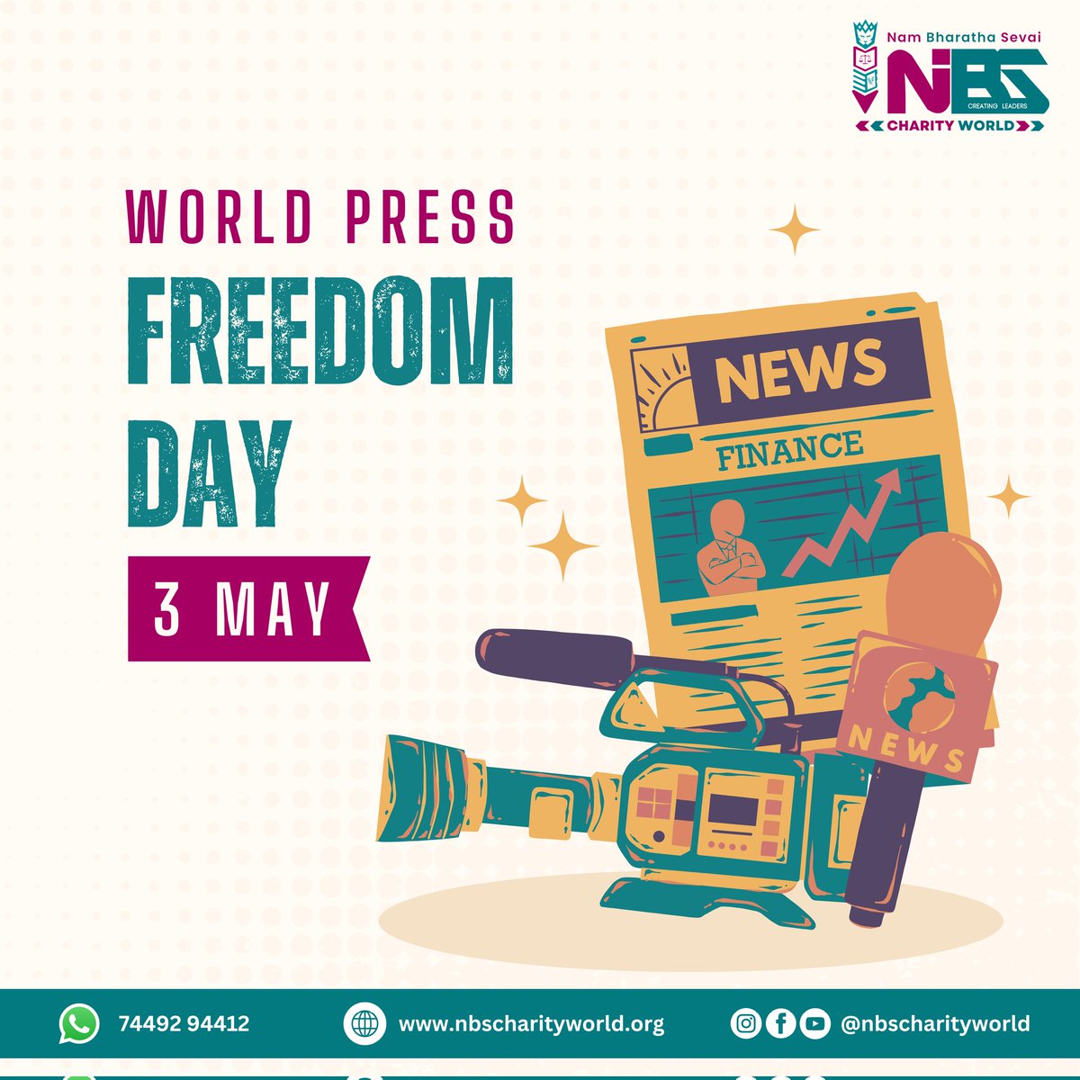 NBSCHARITYWORLD's tweet photo. 📢���️ “A free press is the voice of the people — silenced only when truth becomes inconvenient.”

This World Press Freedom Day, let’s stand with journalists who risk everything to bring truth to light. #PressFreedomMatters 📰

#WorldPressFreedomDay #PressFreedom #JournalismMatters https://t.co/qzsvmEQsto