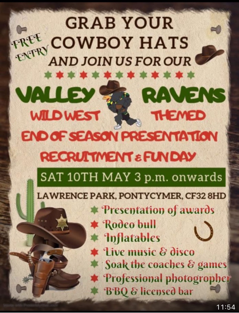 Pontycymmer Rugby (@pontycymmerr) on Twitter photo 🤠 ONE WEEK AWAY 🤠
Join our <a href="/valley_ravens/">Valley Ravens M&J</a> mini & junior section next Saturday, for a fun filled presentation day at Lawrence Park, all welcome, free entry 🍔🍺🤠🍻🌭🤠🍾🎤🎼🦅☀️ <a href="/OgmoreValeRFC1/">ogmore vale rfc</a> <a href="/WRU_Community/">WRU Community - Wrth galon y genedl</a> <a href="/CommunityOsprey/">Ospreys in the Community</a> 🤠 ONE WEEK AWAY 🤠
Join our <a href="/valley_ravens/">Valley Ravens M&J</a> mini & junior section next Saturday, for a fun filled presentation day at Lawrence Park, all welcome, free entry 🍔🍺🤠🍻🌭🤠🍾🎤🎼🦅☀️ <a href="/OgmoreValeRFC1/">ogmore vale rfc</a> <a href="/WRU_Community/">WRU Community - Wrth galon y genedl</a> <a href="/CommunityOsprey/">Ospreys in the Community</a>