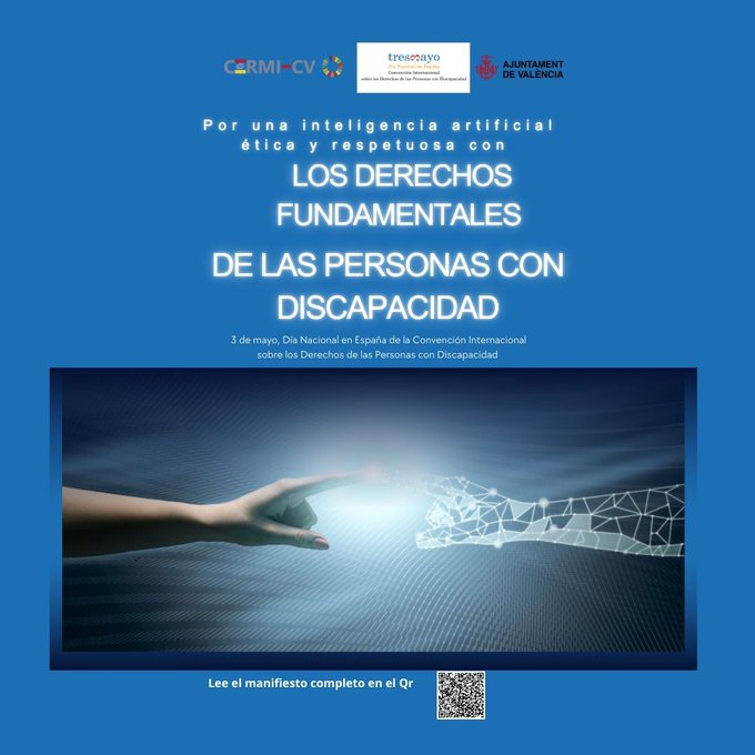 AjuntamentVLC's tweet photo. ♿ Bon dia, hui se celebra el dia nacional  🇪🇸 de la convenció internacional sobre els drets de les persones amb #discapacitat, i donem suport a la reivindicació dels col·lectius i entitats que demanen una #IA ética i respectuosa amb els seus drets. 

ℹ️ https://t.co/MdoHfaoEti https://t.co/0zmYnnGX8x