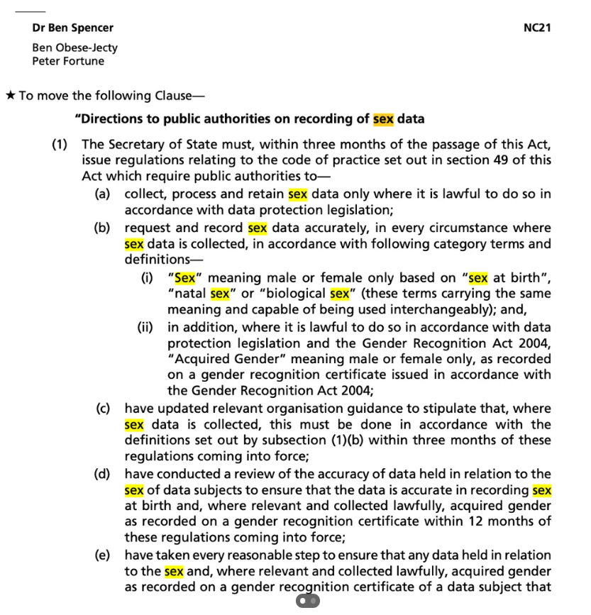 ripx4nutmeg's tweet photo. The Conservatives have asked for a forthcoming data bill to be amended so that sex replaces gender ID on identification markers. According to Reddit Labour, if adopted, this would mean that, ie, all passports that currently state 'F' for a man will have 12 months to correct this https://t.co/yl35CSSNzd