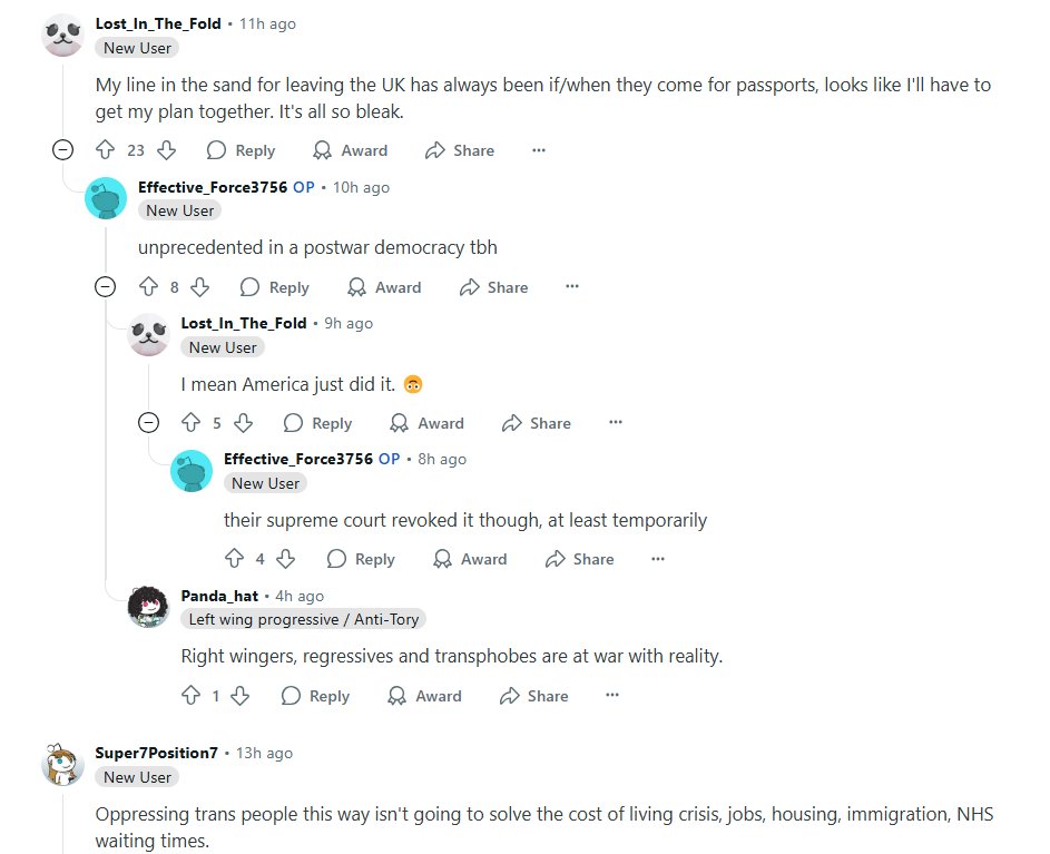 The Conservatives have asked for a forthcoming data bill to be amended so that sex replaces gender ID on identification markers. According to Reddit Labour, if adopted, this would mean that, ie, all passports that currently state 'F' for a man will have 12 months to correct this
