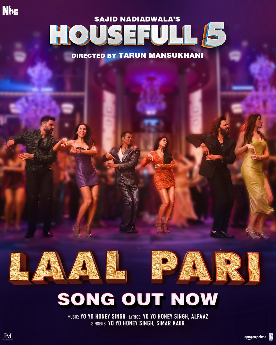 SahayusReview's tweet photo. #LaalPari (Song)" from the India's Biggest Franchise "Housefull 5"
Starring Akshay Kumar, Abhishek Bachchan, Riteish Deshmukh, Jacqueline Fernandez, Sonam Bajwa, Nargis Fakhri, Sanjay Dutt, Jackie Shroff, Nana Patekar, Chitrangada Singh, Fardeen Khan, Chunky Pandey, Johnny Lever https://t.co/71BCOpi5D1