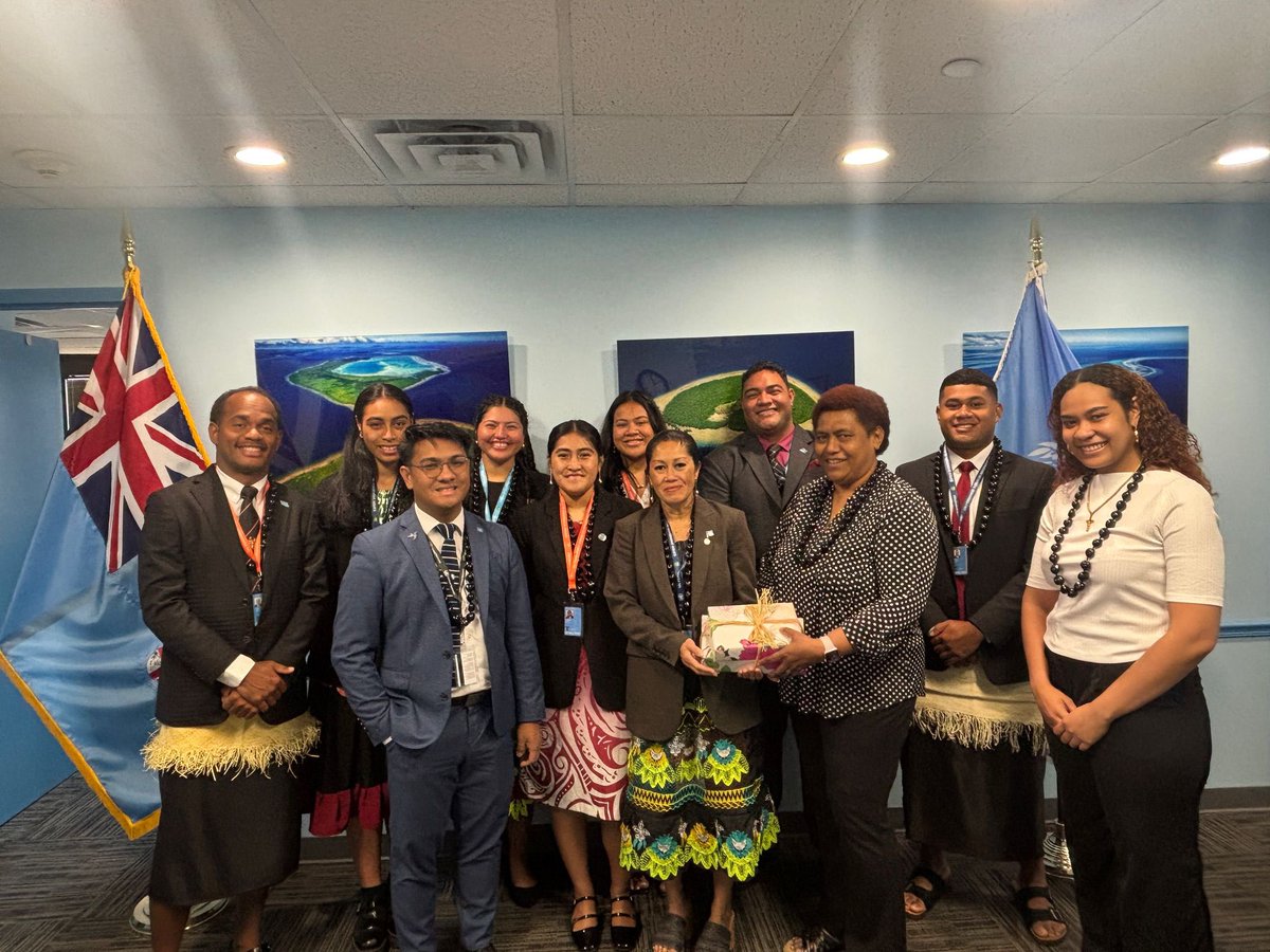 FijiMissionUN's tweet photo. Pleased to welcome students from @byuhawaii today during their educational visit to New York. Students were briefed on Fijiโs foreign policy priorities and its active engagement across the United Nations system followed by a tour of the Mission. #BYUH #bestwishes #sotatale https://t.co/2yz9QJ2Eb8