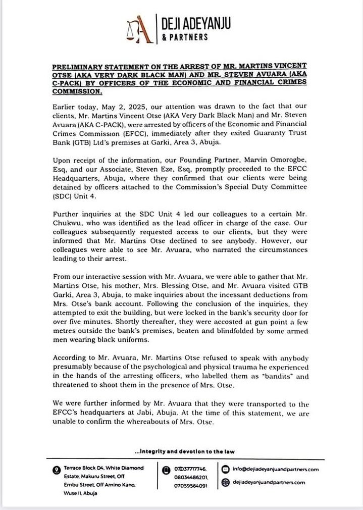whatsappblog9ja's tweet photo. Verydarkman lawyer  Deji Adeyanju has released a statement of what happened to his client today at GT bank in Abuja https://t.co/wwhscZE1mO
