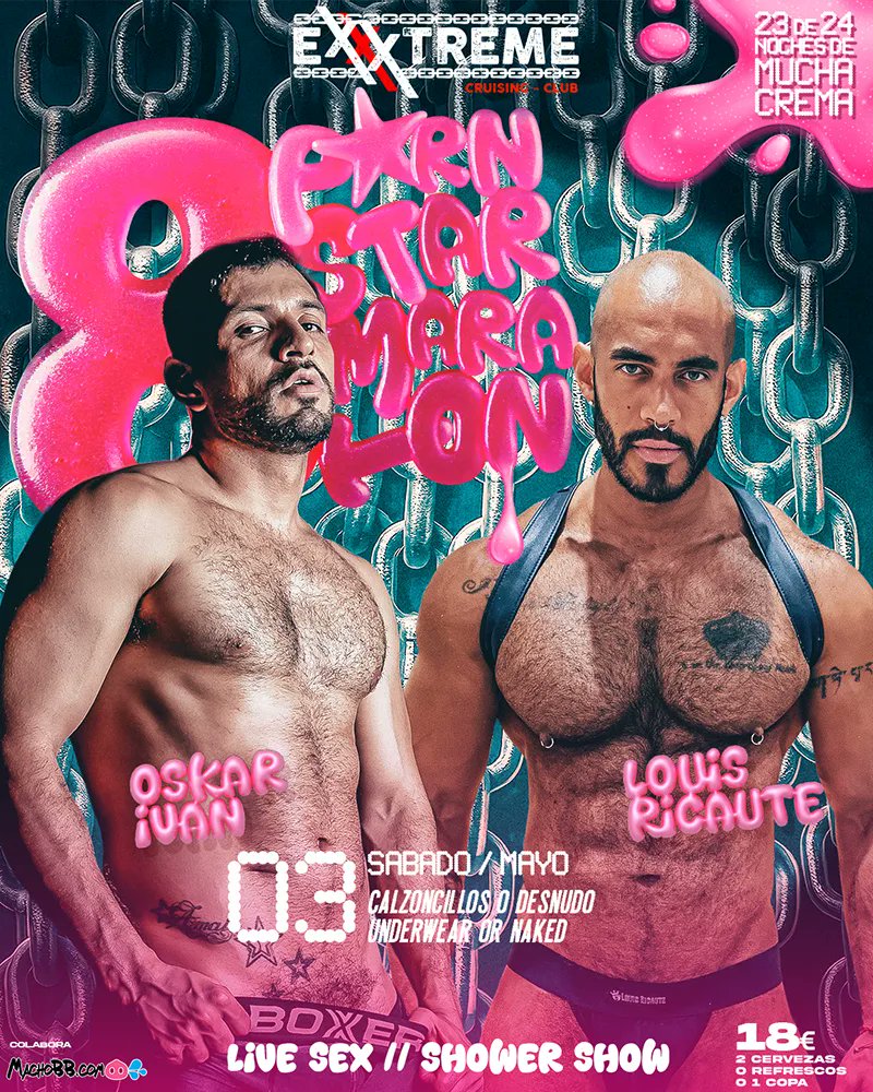 The Notorious R.O.D. Roderator To The Stars (@frankforealz) on Twitter photo Tonight at <a href="/Exxxtremecruis1/">Exxxtreme cruising club (+18)</a> in Torremolinos.
23 of 24 nights of lots of cream.
8 Porn Star Marathon continues with international superstars <a href="/oskarGM7/">Oskar Ivan</a> and <a href="/Louis_Ricaute/">🐻Louis Ricaute🐻</a>
Underwear or Naked, don't miss out on their live sex/shower show! Tonight at <a href="/Exxxtremecruis1/">Exxxtreme cruising club (+18)</a> in Torremolinos.
23 of 24 nights of lots of cream.
8 Porn Star Marathon continues with international superstars <a href="/oskarGM7/">Oskar Ivan</a> and <a href="/Louis_Ricaute/">🐻Louis Ricaute🐻</a>
Underwear or Naked, don't miss out on their live sex/shower show!