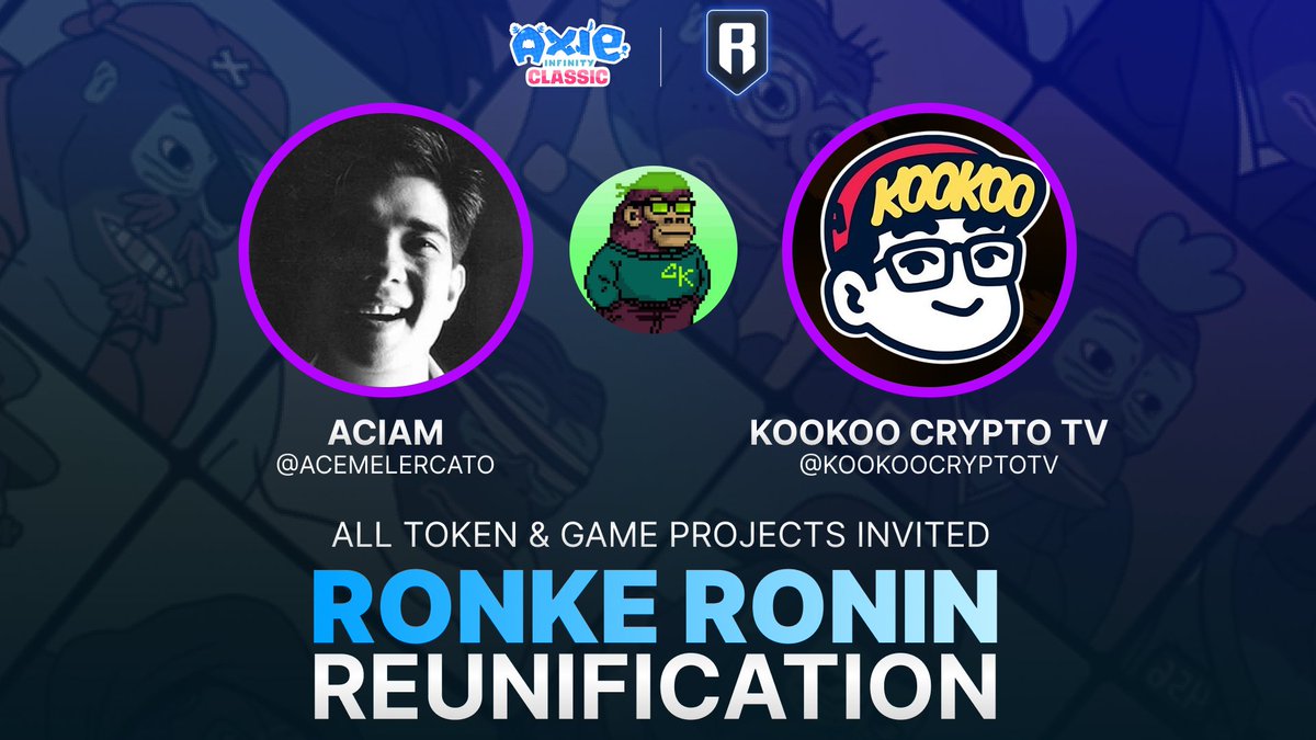 From <a href="/chillkong_/">Chill Kong</a>: The army of two <a href="/acemelercato/">Aciam.ron</a> &amp; <a href="/kookoocryptotv/">Kookoo Crypto TV</a> 🔥Fearsome <a href="/AxieInfinity/">Axie Infinity</a> warriors looking to add the Ronke Ronin Reunification trophy to their crowded collection🏆

💌All token &amp; game projects invited to join
✍️Sign up here: forms.gle/ubj8nqAn3wSPJi…