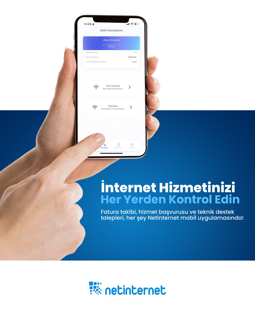 Netinternet's tweet image. Netinternet mobil uygulaması ile fatura takibi yapın, hizmet başvurularınızı hızlıca gerçekleştirin ve teknik destek taleplerinizi tek tıkla iletin.

🌐 netinternet.tr
📞 0850 885 0885

#Netinternet #Onlineİşlemler #MobilUygulama #Kolayİşlem