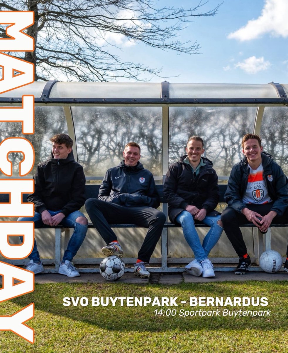 MATCHDAY! ⚽️ Bernardus gaat vanmiddag op bezoek bij SVO Buytenpark! Zien we jou langs de lijn? 🧡 #SVB