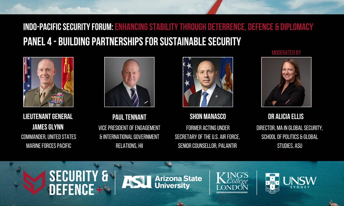 Security & Defence PLuS (@secdefenceplus) on Twitter photo 📣 Panel 4 at the Indo-Pacific Security Forum: Building Partnerships for Sustainable Security
🎙️ Lieutenant General Jame Glynn (Commander <a href="/PacificMarines/">Pacific Marines</a>), Paul Tennant (<a href="/WeAreHII/">HII</a>) and Shon J Manasco (<a href="/PalantirTech/">Palantir</a>), moderated by Dr Alicia Ellis (<a href="/ASU/">Arizona State University</a>).
tickettailor.com/events/securit… 📣 Panel 4 at the Indo-Pacific Security Forum: Building Partnerships for Sustainable Security
🎙️ Lieutenant General Jame Glynn (Commander <a href="/PacificMarines/">Pacific Marines</a>), Paul Tennant (<a href="/WeAreHII/">HII</a>) and Shon J Manasco (<a href="/PalantirTech/">Palantir</a>), moderated by Dr Alicia Ellis (<a href="/ASU/">Arizona State University</a>).
tickettailor.com/events/securit…