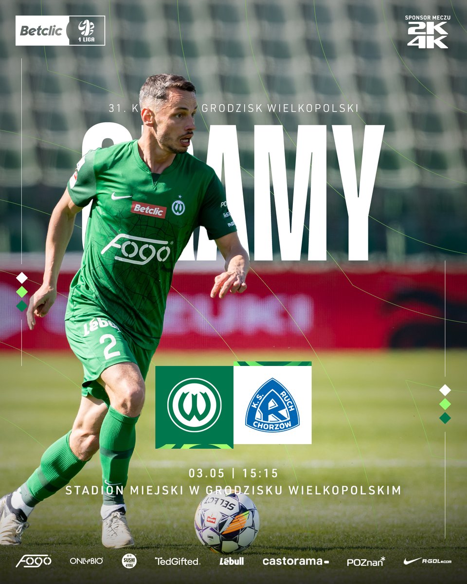 Warta Poznań (@wartapoznan) on Twitter photo 𝗚𝗿𝗮𝗺𝘆 🟢⚪️
⚽ 31. kolejka Betclic <a href="/_1liga_/">Betclic 1 Liga</a>
⚔ <a href="/RuchChorzow1920/">Ruch Chorzów</a>
🏟️ Stadion Miejski w Grodzisku Wielkopolskim
📆 3 maja
🕒 15:15
🎟 bilety.wartapoznan.pl
💼 2k4k film rental
💻 <a href="/sport_tvppl/">TVP SPORT</a> - aplikacja i strona internetowa
⌨️ #WARRCH 𝗚𝗿𝗮𝗺𝘆 🟢⚪️
⚽ 31. kolejka Betclic <a href="/_1liga_/">Betclic 1 Liga</a>
⚔ <a href="/RuchChorzow1920/">Ruch Chorzów</a>
🏟️ Stadion Miejski w Grodzisku Wielkopolskim
📆 3 maja
🕒 15:15
🎟 bilety.wartapoznan.pl
💼 2k4k film rental
💻 <a href="/sport_tvppl/">TVP SPORT</a> - aplikacja i strona internetowa
⌨️ #WARRCH