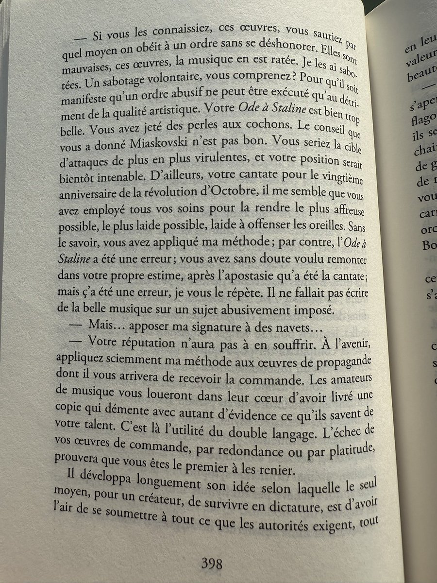 #Prokofiev ! Vous y rencontrerez aussi Chostakovitch et sa méthode de résistance : 
« Si vous les connaissiez, ces œuvres, vous sauriez par quel moyen on obéit à un ordre sans se déshonorer. Elles sont mauvaises, ces œuvres, la musique en est ratée. Je les ai sabotées ».
