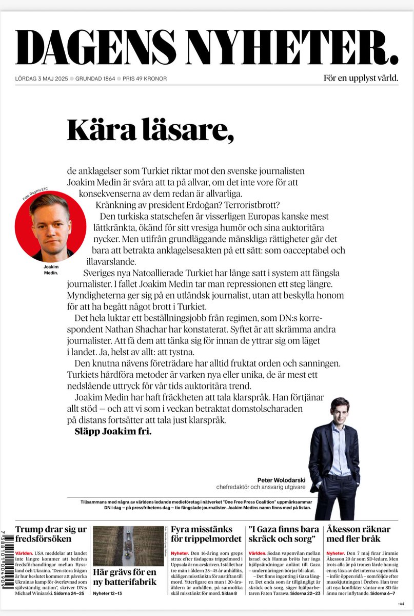 DN:s förstasida i dag.