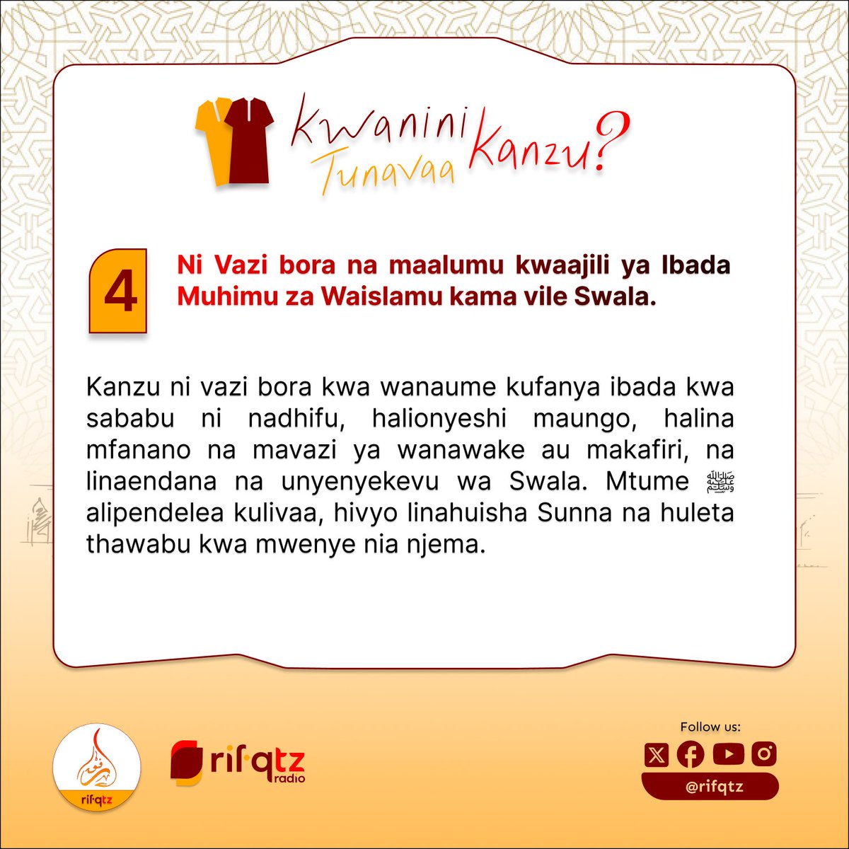 rifqtz's tweet photo. Je kwa faida hizi utaachaje kuvaa kanzu? https://t.co/trWnQf3UD1