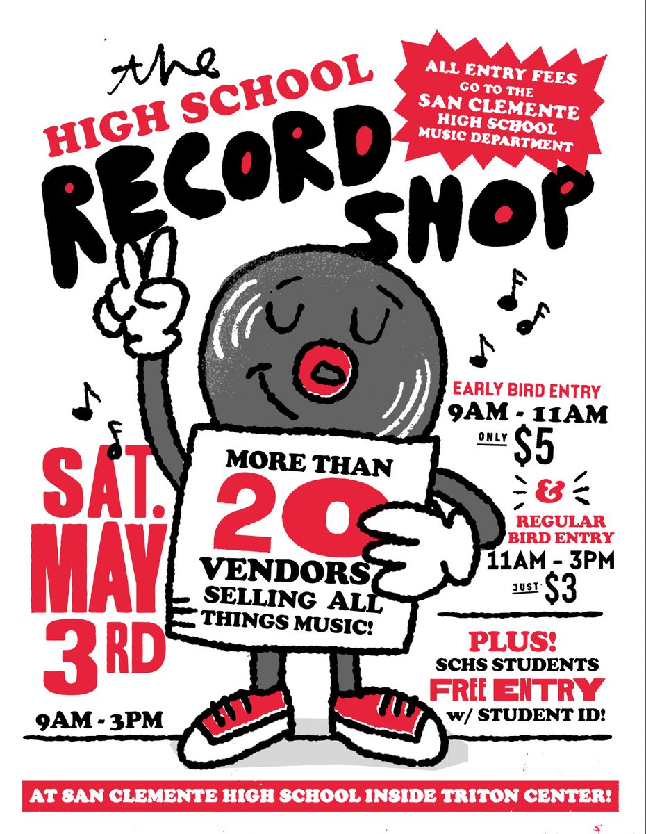 Come check out the #HighSchoolRecordShop this Saturday May 3rd at the San Clemente HS 9-11 early bird 11-3 reg!