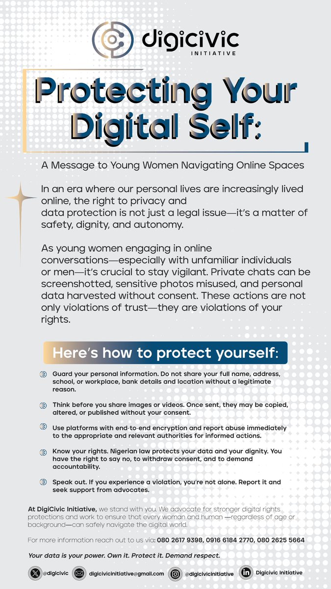 DiGiCiViC Initiative (@digicivic) on Twitter photo Contact us for more guidance on protecting your digital rights as follows:
Email: digicivicinitiative@gmail.com Contact us for more guidance on protecting your digital rights as follows:
Email: digicivicinitiative@gmail.com