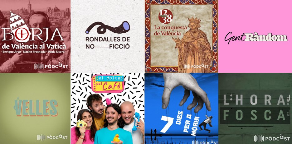 Podcastera Valenciana (@podcasteravlc) on Twitter photo 🎙️Els Premis Sonor mostren el bon moment del pòdcast en valencià amb 8 nominacions:
🔴Borja, de València al Vaticà
🔴Rondalles de no-ficció
🔴1238, la conquesta de València
🔴<a href="/gentrandom/">Gent ràndom</a>
🔴Velles
🔴<a href="/eldolcetpalcafe/">El dolcet pal cafè - Pòdcast</a>
🔴7 dies per a morir
🔴<a href="/lhorafosca/">L’Hora Fosca</a>
Bona sort a totes! 🎙️Els Premis Sonor mostren el bon moment del pòdcast en valencià amb 8 nominacions:
🔴Borja, de València al Vaticà
🔴Rondalles de no-ficció
🔴1238, la conquesta de València
🔴<a href="/gentrandom/">Gent ràndom</a>
🔴Velles
🔴<a href="/eldolcetpalcafe/">El dolcet pal cafè - Pòdcast</a>
🔴7 dies per a morir
🔴<a href="/lhorafosca/">L’Hora Fosca</a>
Bona sort a totes!