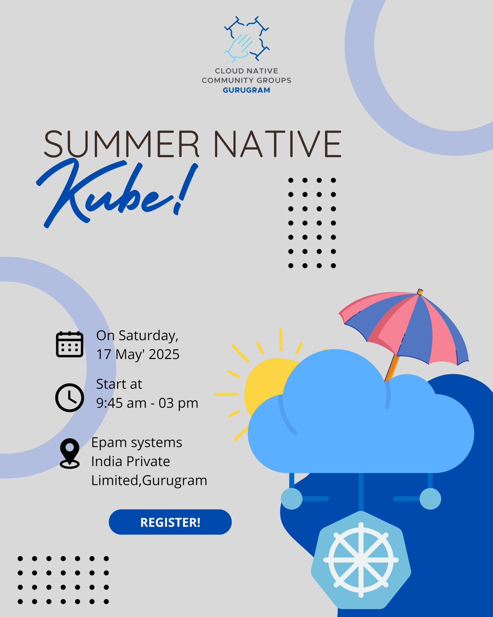 Registrations open for Summer Native Kube – an exclusive Cloud Native Gurugram event!
17 May | EPAM Gurugram
Cloud, Kubernetes, Networking &amp; more!
Invite-only. Apply now: lnkd.in/g5_rYfgZ
#CloudNative #Kubernetes #Gurugram
