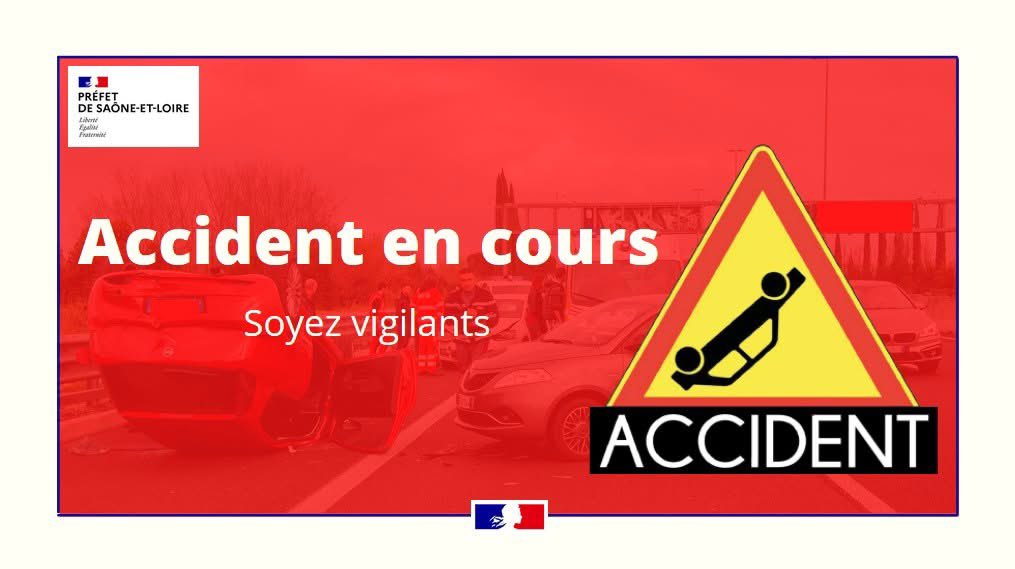 Préfet de Saône-et-Loire (@prefet71) on Twitter photo 🚨#Accident en cours à Chassigny-sous-Dun dans le secteur de Chauffailles.
⚠️La route est actuellement fermée à la circulation, des déviations sont mises en place. Merci d’éviter le secteur.
<a href="/SDIS71/">Sapeurs-pompiers de Saône-et-Loire</a> 🚨#Accident en cours à Chassigny-sous-Dun dans le secteur de Chauffailles.
⚠️La route est actuellement fermée à la circulation, des déviations sont mises en place. Merci d’éviter le secteur.
<a href="/SDIS71/">Sapeurs-pompiers de Saône-et-Loire</a>