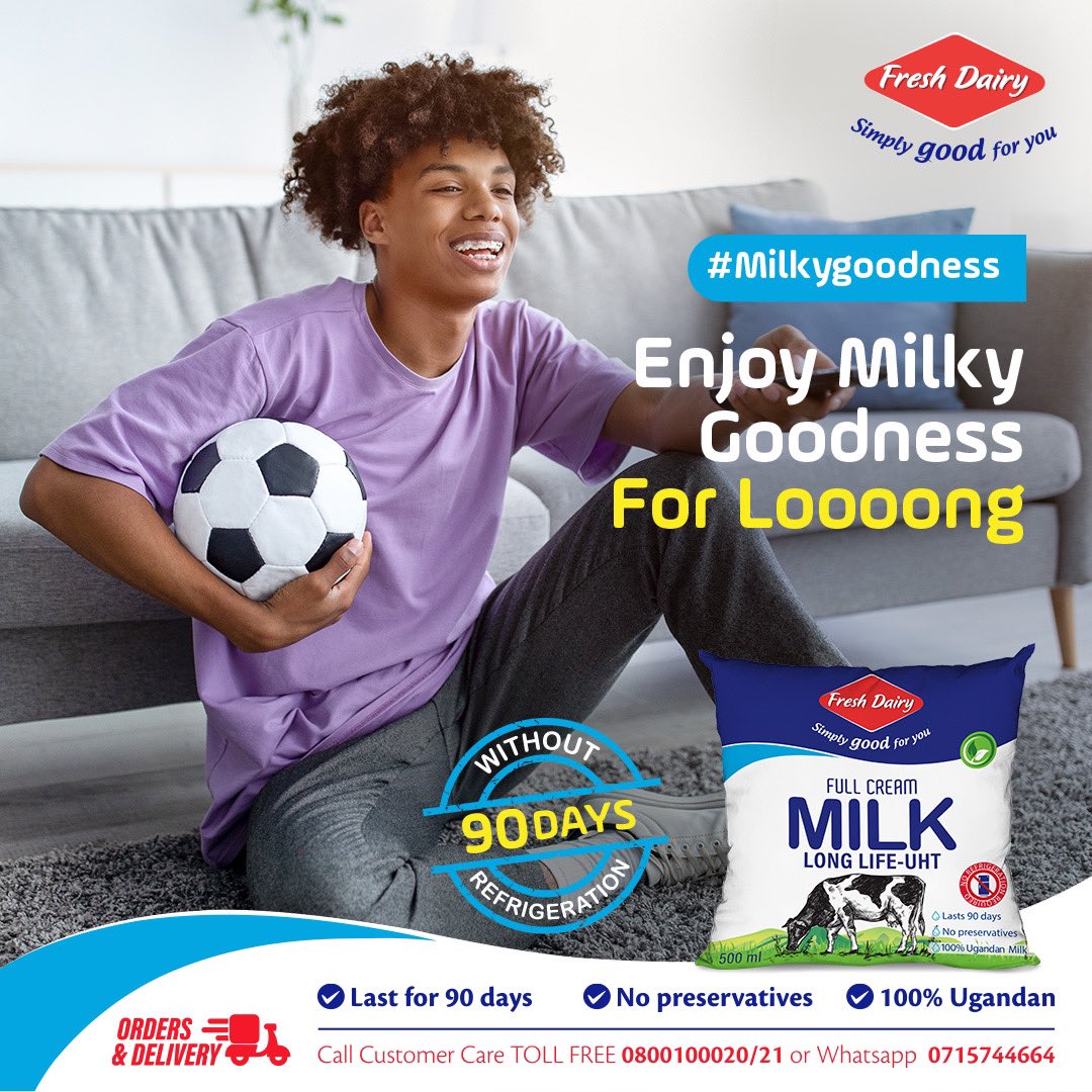 💯#Milkygoodness just got better with #FreshDairy’s long-life milk, great as a healthy refreshment during soccer season

📲For deliveries, call 0800 100 020/21 or WhatsApp 0715 744 664

<a href="/AtiiandKatiLtd/">Atii and Kati</a> <a href="/ChefMutale/">ChefMichaelMutale</a>