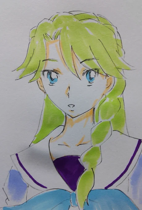 #ゴープリ10周年なので海藤みなみさん3733枚描いてお祝い(426,427)リハビリらくがき。ここ数日ほぼラブライブ関連まみれだったけど、みなみん描く。 